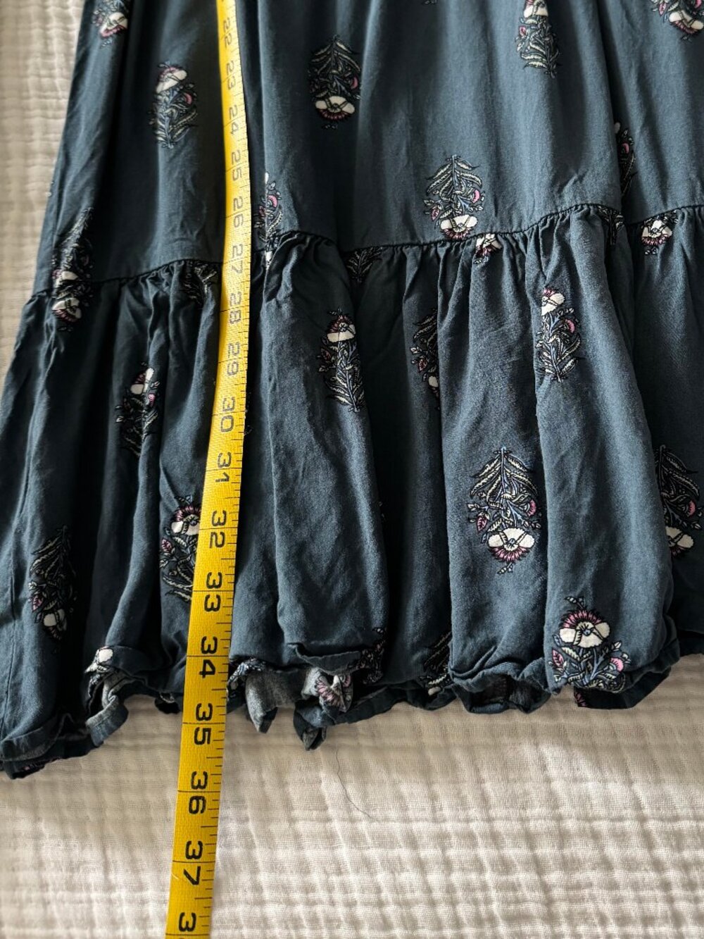 LOFT Blue Printed Sleeveless Ruffle Hem Dress Size S - Picture 5 of 5